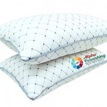 Market Fairy 17 X 27 Inch Microfiber Filled Ultra Soft Stylish Sleeping Bed Pillow for Long Lasting Fluffiness, Big Size, White With Gray Dots, Pack of 2